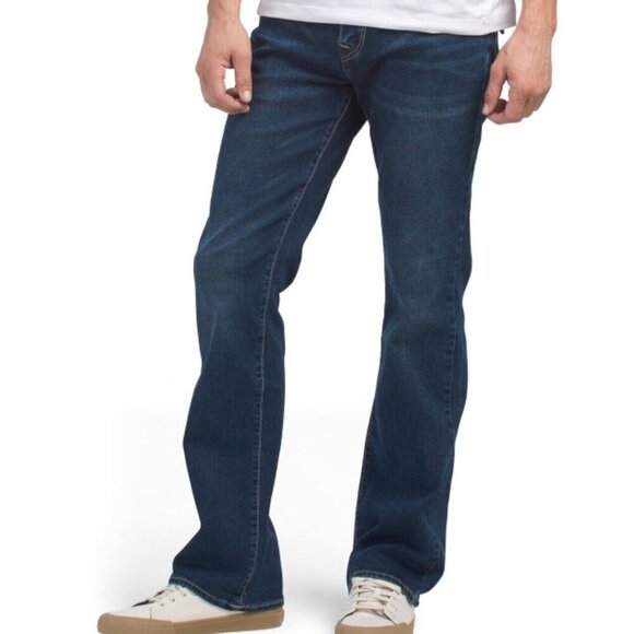NWT True Religion Jeans Men's Blue Denim Billy Flap Bootcut 33x33.5 Dark - Picture 3 of 11